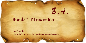 Benő Alexandra névjegykártya